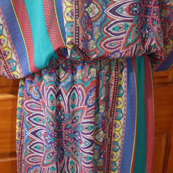 Signature Robbie Bee Colorful Batwing Sleeve Floral Print Drop Blouson Dress 14 - Picture 7 of 12